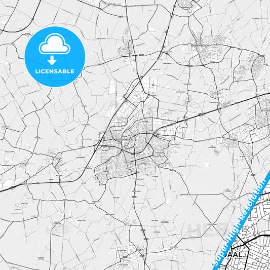 Roosendaal, Netherlands light map with streetnames, citynames and districts