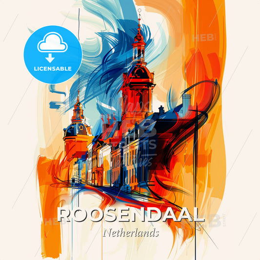 Vibrant Roosendaal, Netherlands - A Colorful Painting Of Buildings - Square format print template