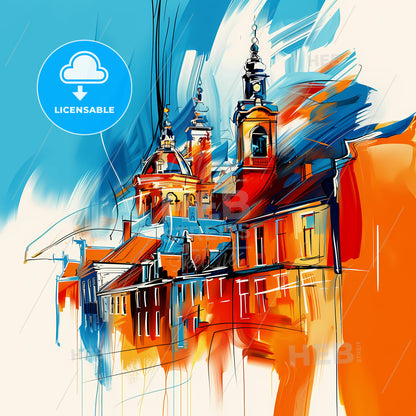 Vibrant Roosendaal, Netherlands - A Painting Of A Building With Towers And Towers