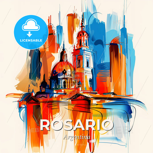 Vibrant Rosario, Argentina - A Painting Of A City - Square format print template