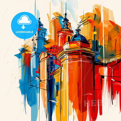 Vibrant Rosario, Argentina - A Colorful Painting Of Buildings