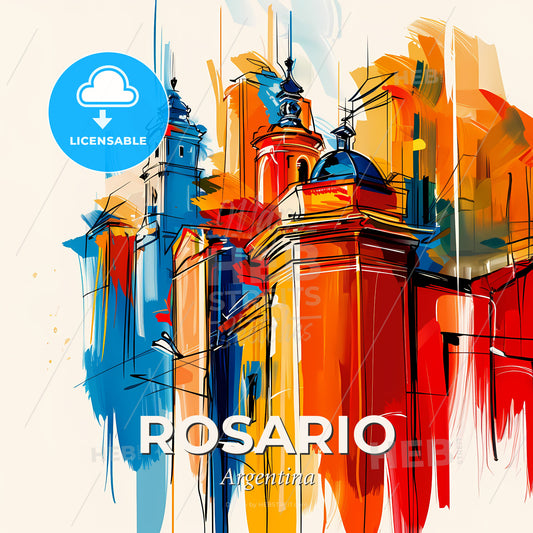 Vibrant Rosario, Argentina - A Colorful Painting Of Buildings - Square format print template