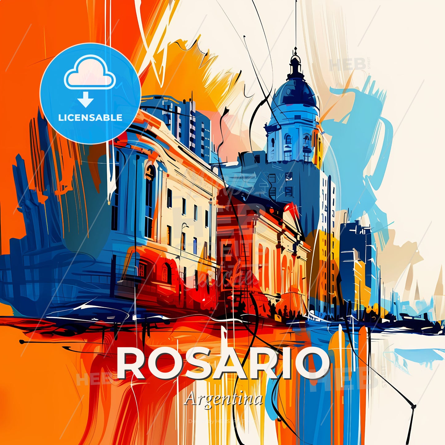 Vibrant Rosario, Argentina - A Colorful Painting Of A City - Square format print template