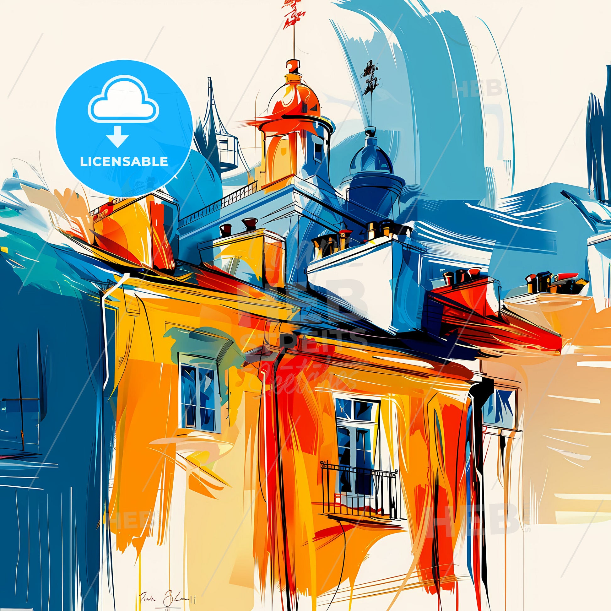 Vibrant Roseville, California - A Painting Of A Building