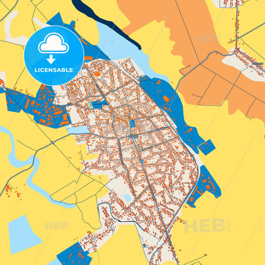 Colorful Roșiorii de Vede Street Map with Labels and Buildings