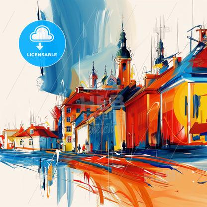 Vibrant Roskilde, Denmark - A Colorful Cityscape With Buildings And A Street