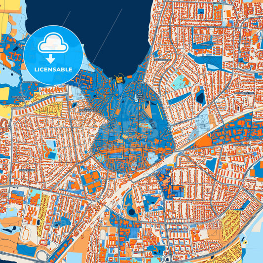 Colorful Roskilde Street Map with Labels and Buildings