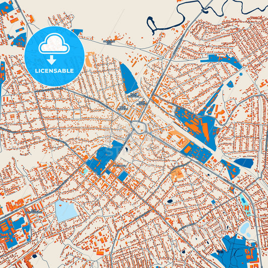 Colorful Roslavl Street Map with Labels and Buildings