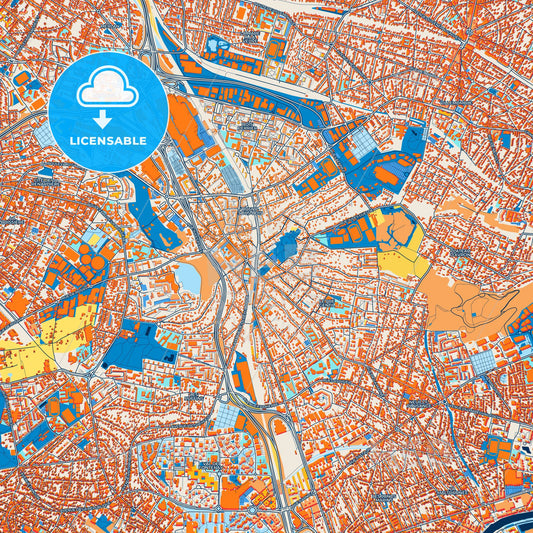 Colorful Rosny-sous-Bois Street Map with Labels and Buildings