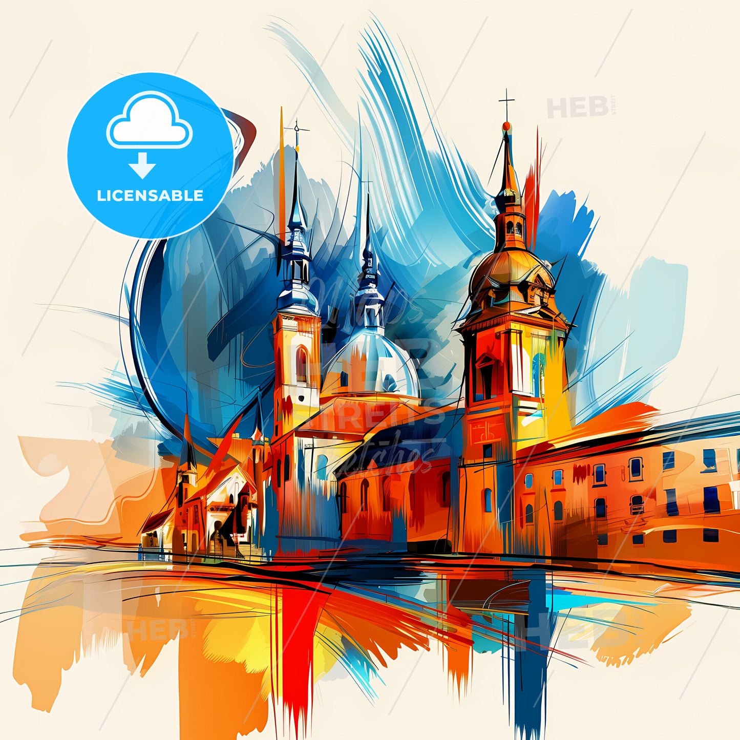 Vibrant Rostock, Germany - A Painting Of A Building