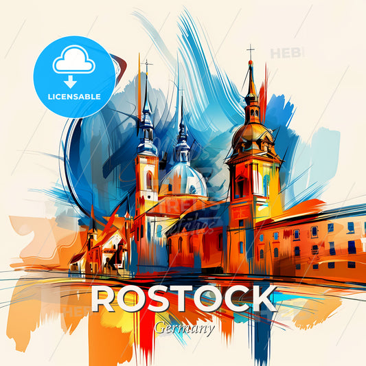 Vibrant Rostock, Germany - A Painting Of A Building - Square format print template