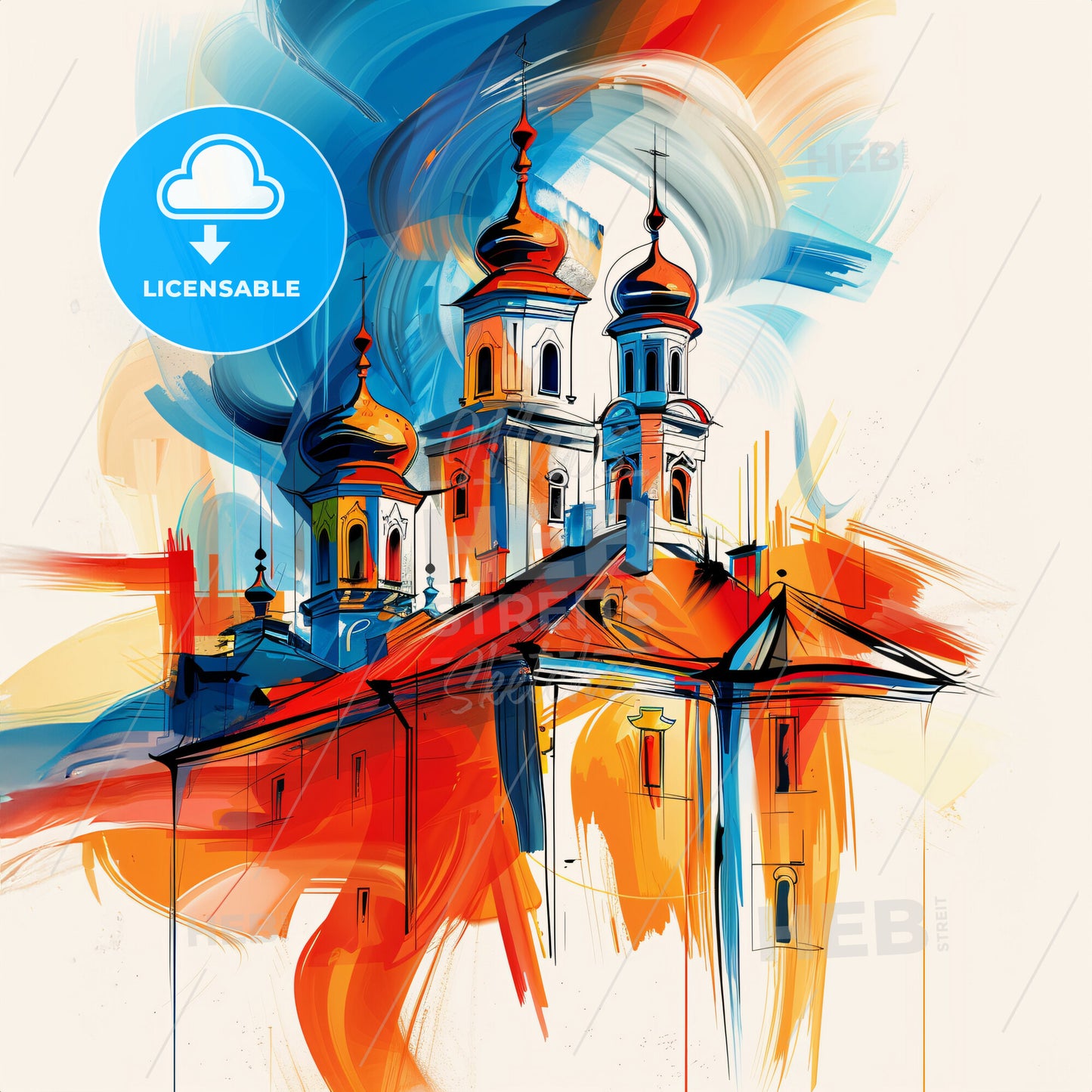Vibrant Ростов-На-Дону, Russia - A Painting Of A Building With A Colorful Background