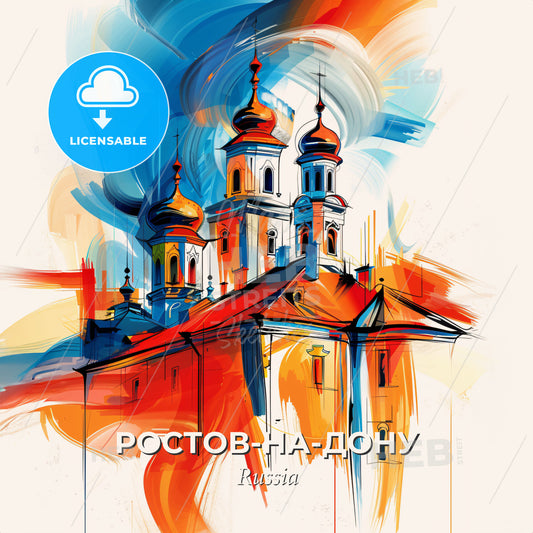 Vibrant Ростов-На-Дону, Russia - A Painting Of A Building With A Colorful Background - Square format print template