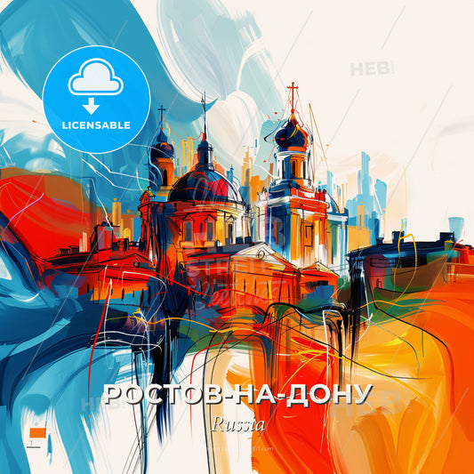 Vibrant Ростов-На-Дону, Russia - A Painting Of A City - Square format print template