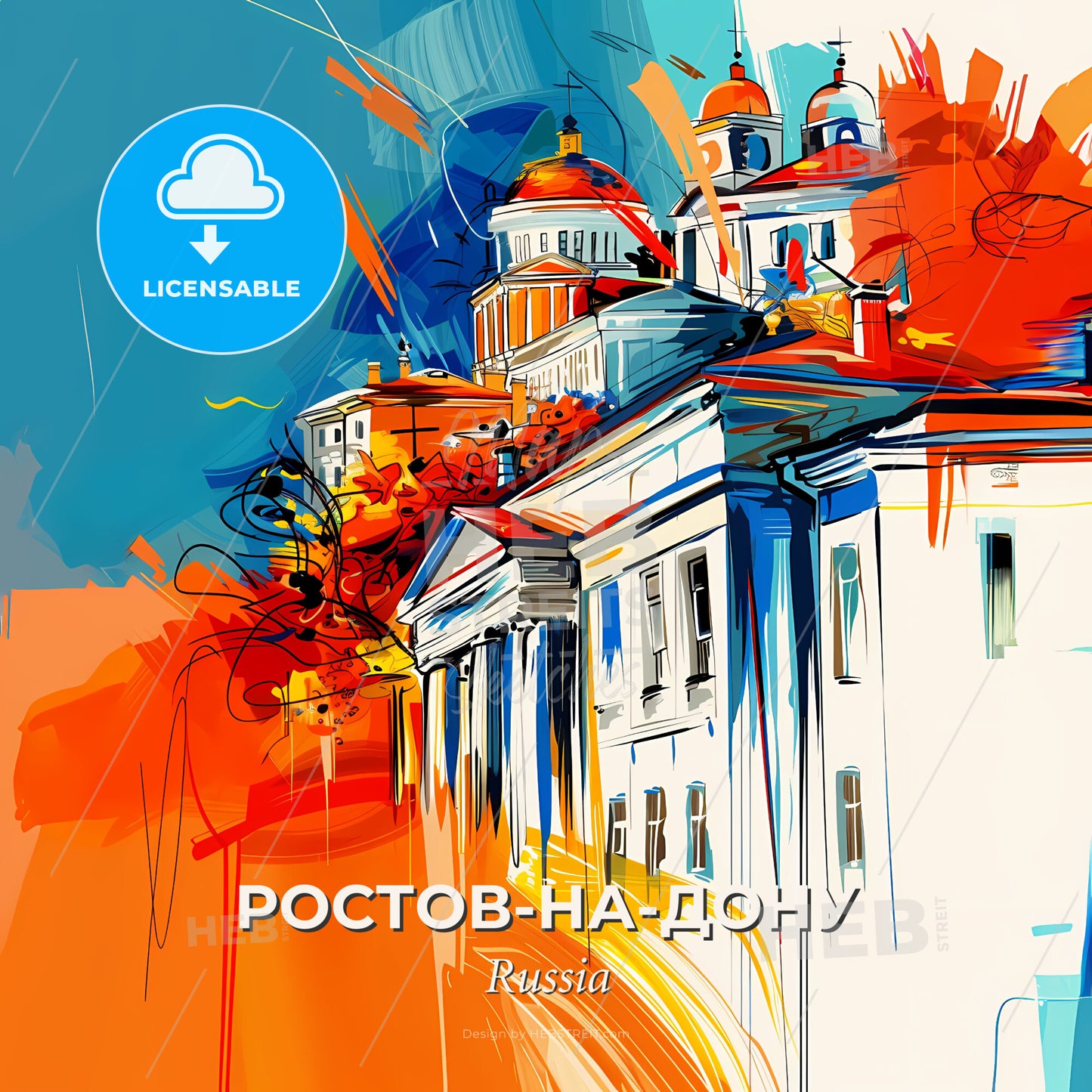 Vibrant Ростов-На-Дону, Russia - A Painting Of A Building - Square format print template