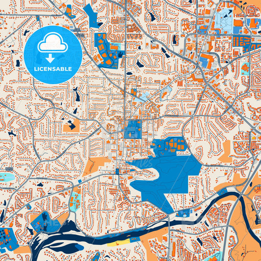Colorful Roswell Street Map with Labels and Buildings