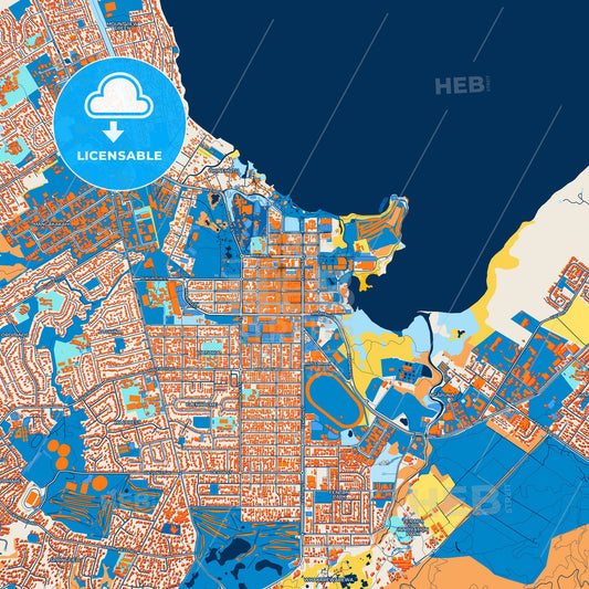 Colorful Rotorua Street Map with Labels and Buildings