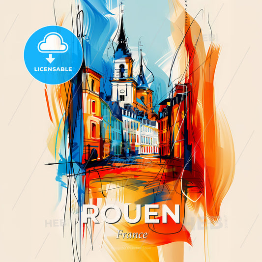 Vibrant Rouen, France - A Painting Of A Building - Square format print template