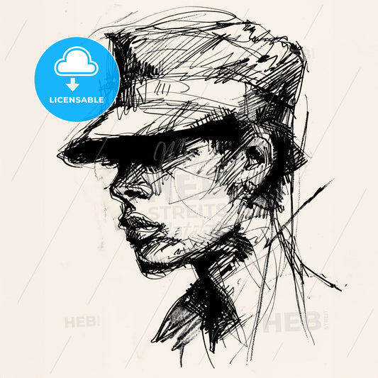 A Drawing Of A Man Wearing A Hat