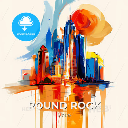 Vibrant Round Rock, Texas - A Painting Of A City - Square format print template