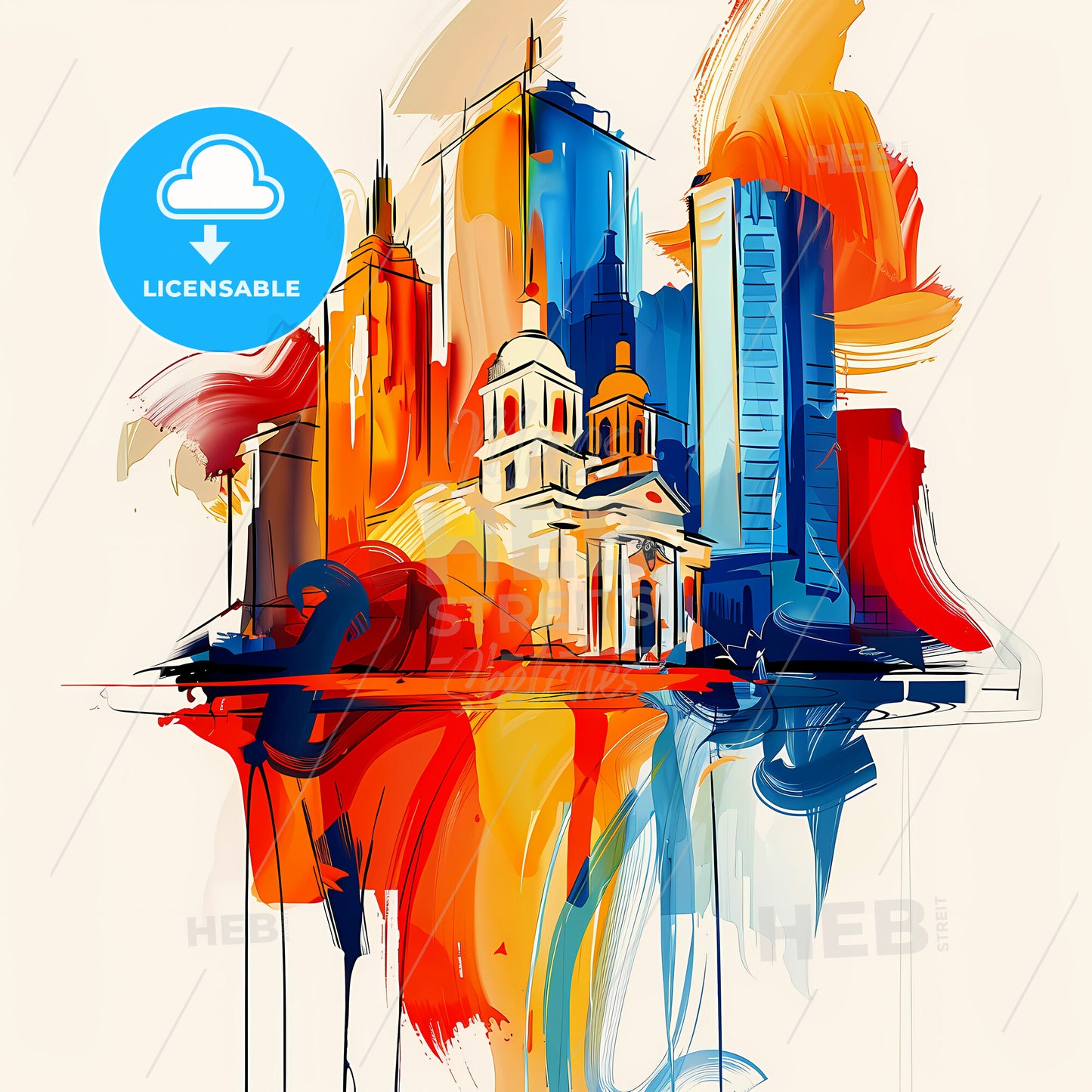 Vibrant Round Rock, Texas - A Colorful Cityscape With Buildings And A White Background