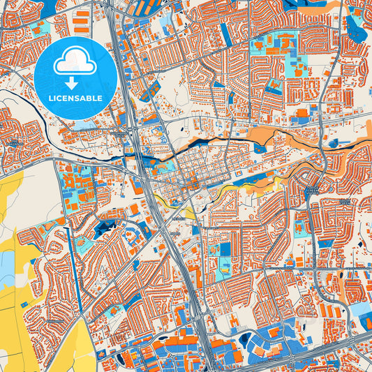 Colorful Round Rock Street Map with Labels and Buildings