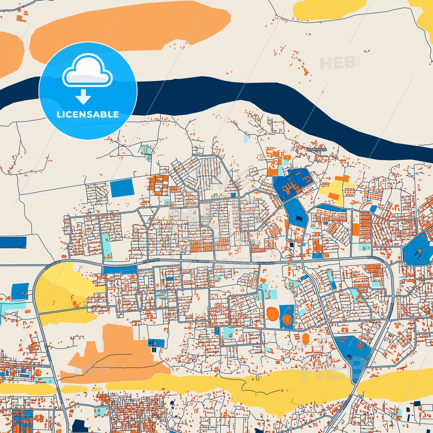 Colorful Rourkela Street Map with Labels and Buildings