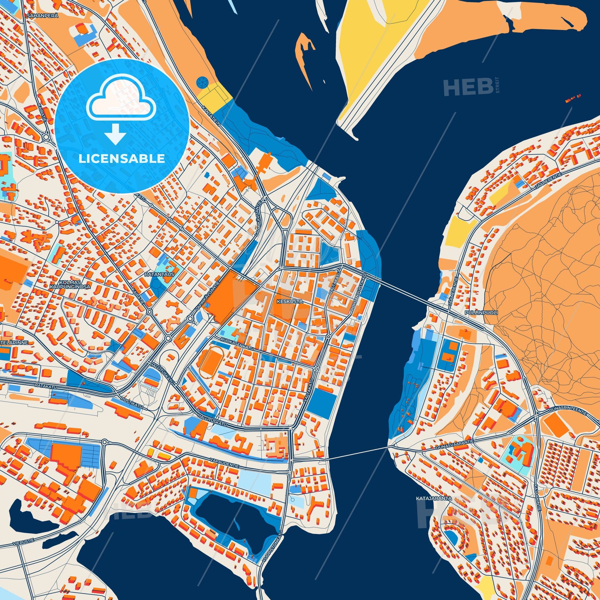 Colorful Rovaniemi Street Map with Labels and Buildings