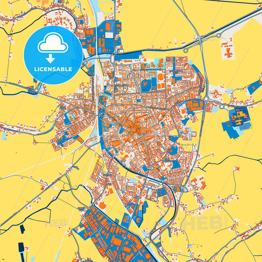 Colorful Rovigo Street Map with Labels and Buildings
