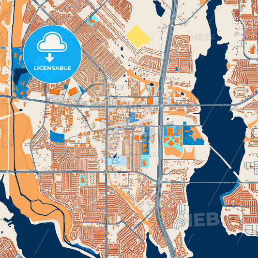 Colorful Rowlett Street Map with Labels and Buildings