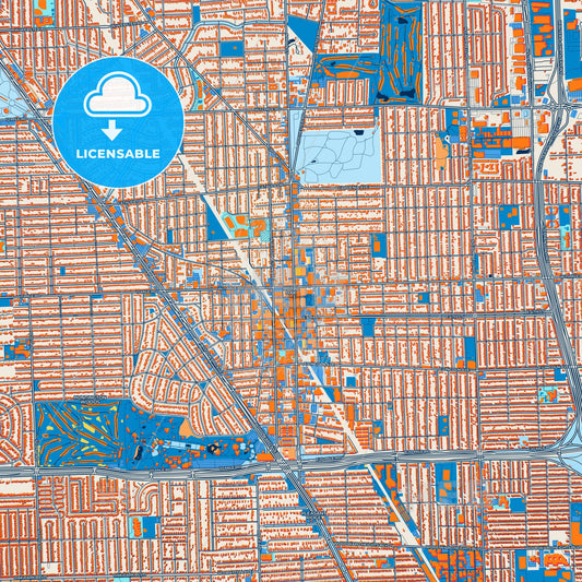 Colorful Royal Oak Street Map with Labels and Buildings