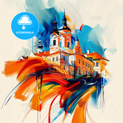 Vibrant Ruda Śląska, Poland - A Painting Of A Building