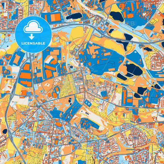 Colorful Ruda Śląska Street Map with Labels and Buildings
