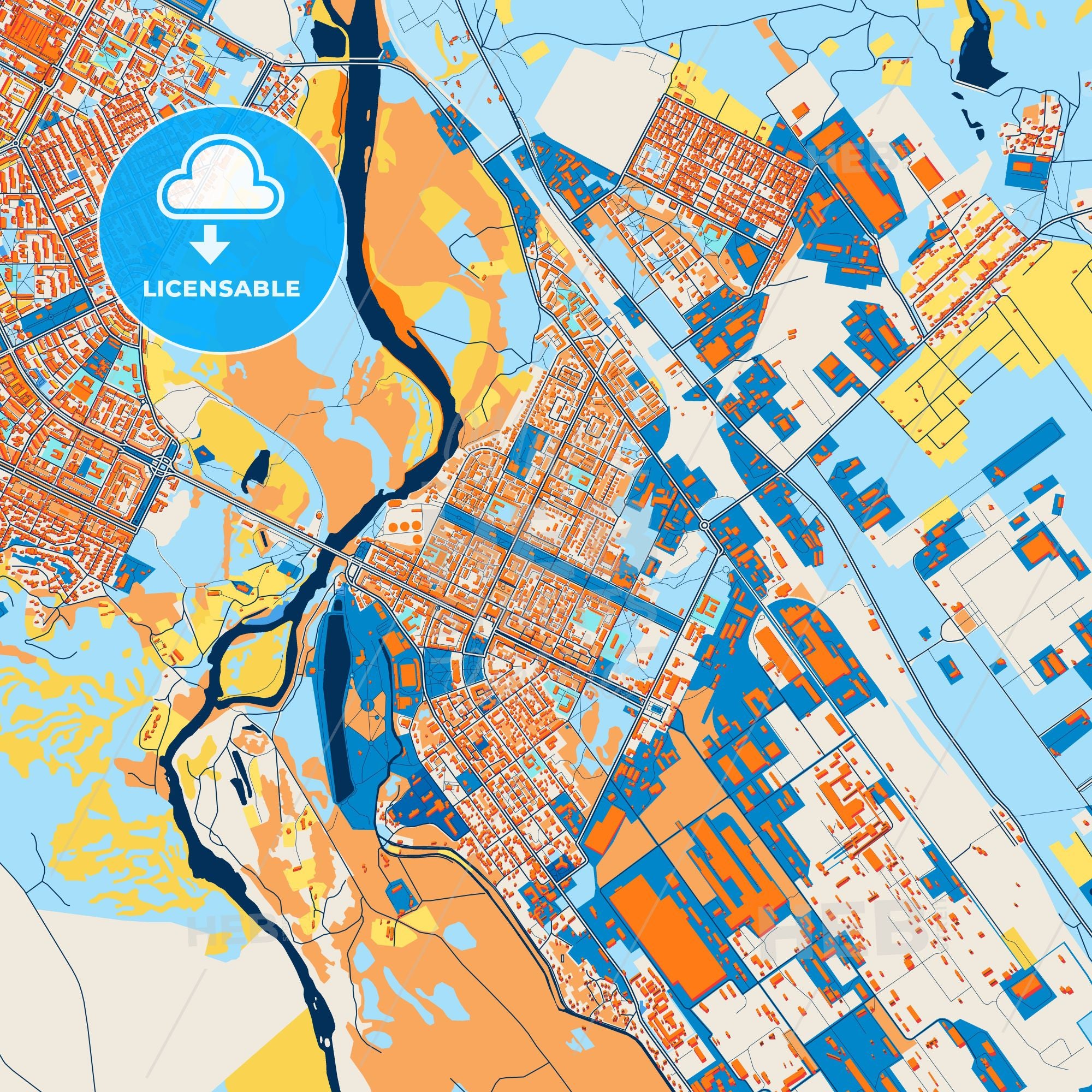 Colorful Rustavi Street Map With Labels And Buildings – HEBSTREITS