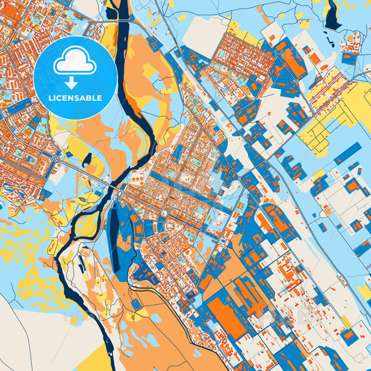 Colorful Rustavi Street Map with Labels and Buildings