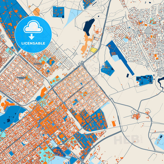 Colorful Rustenburg Street Map with Labels and Buildings