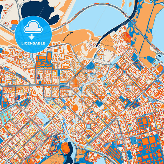 Colorful Ryazan Street Map with Labels and Buildings