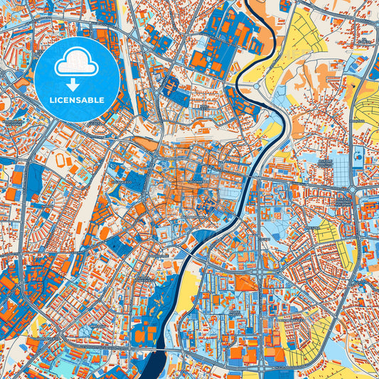 Colorful Rzeszów Street Map with Labels and Buildings