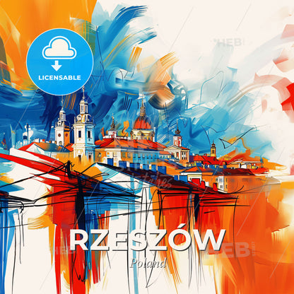 Vibrant Rzeszów, Poland - A Painting Of A City - Square format print template