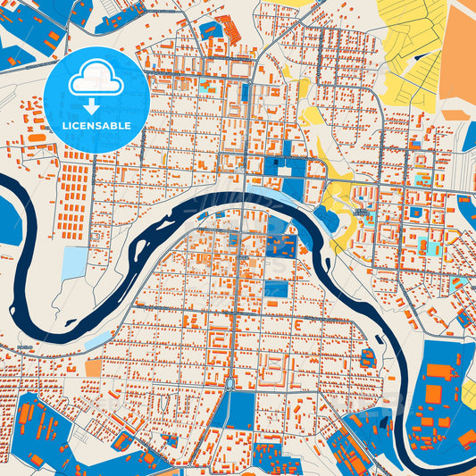 Colorful Rzhev Street Map with Labels and Buildings