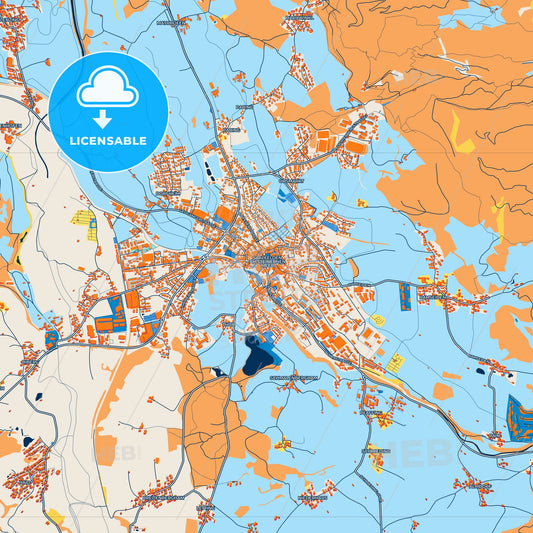 Colorful Saalfelden Street Map with Labels and Buildings