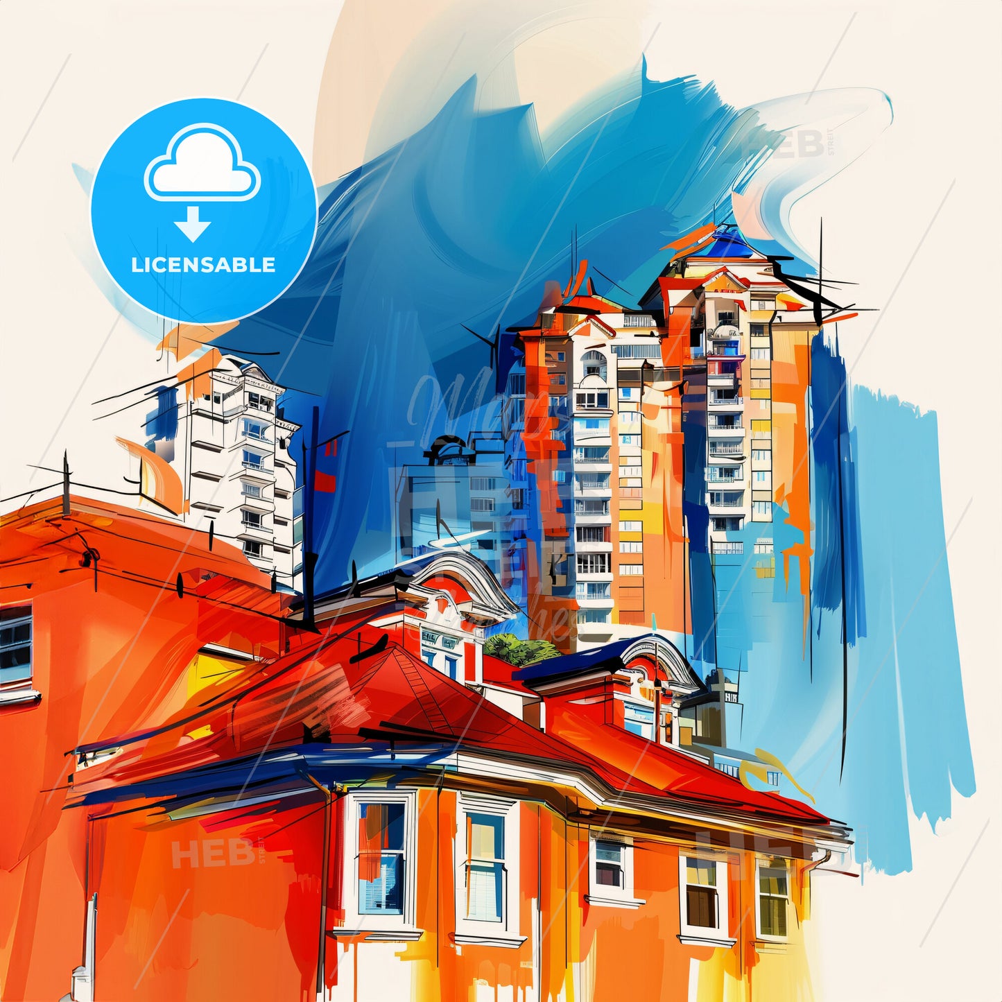 Vibrant Saanich, Canada - A Painting Of Buildings And A City