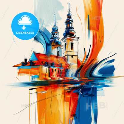 Vibrant Saarbrücken, Germany - A Painting Of A Building