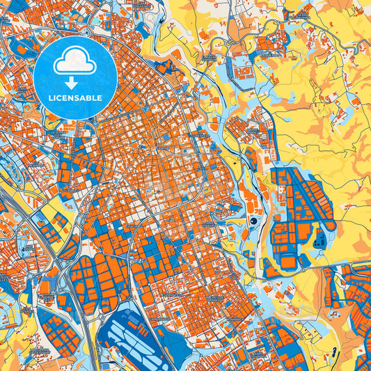 Colorful Sabadell Street Map with Labels and Buildings