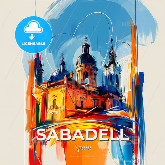 Vibrant Sabadell, Spain - A Painting Of A Building - Square format print template