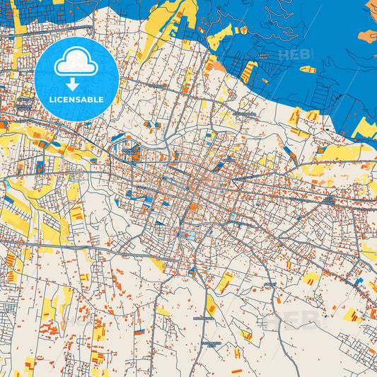 Colorful Sacaba Street Map with Labels and Buildings