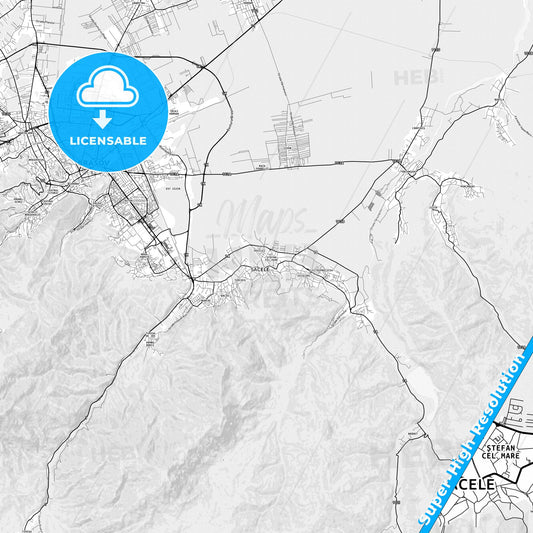 Săcele, Romania light map with streetnames, citynames and districts