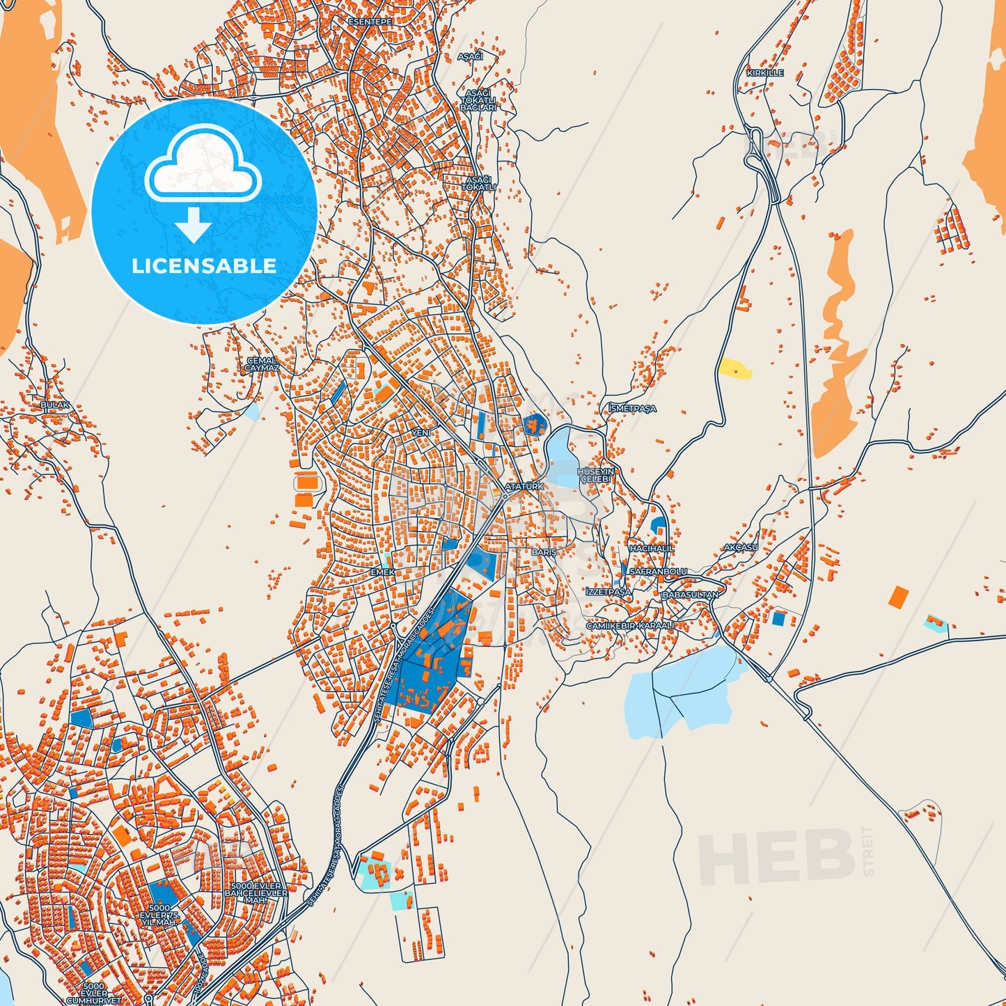 Colorful Safranbolu Street Map with Labels and Buildings