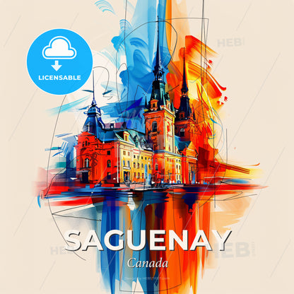 Vibrant Saguenay, Canada - A Painting Of A Building - Square format print template
