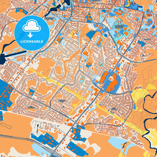 Colorful Saguenay Street Map with Labels and Buildings
